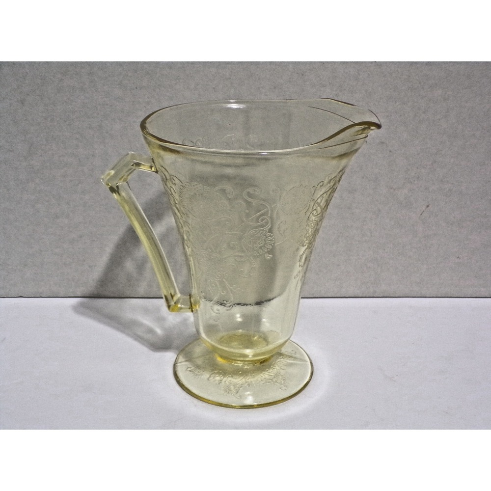Vintage Yellow Florentine "Poppy" Hazel Atlas Depression Glass Pitcher 7.5" Tall